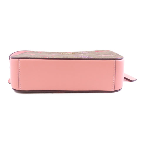 COACH GHW Mini Camera Bag Shoulder Bag C1386 Coated Canvas Brown Pink