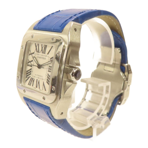 CARTIER Santos 100 Automatic Watch W20126X8 Stainless Steel White