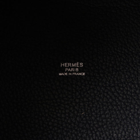 HERMES PHW Picotin MM Handbag Clemence Leather Blue Nuit