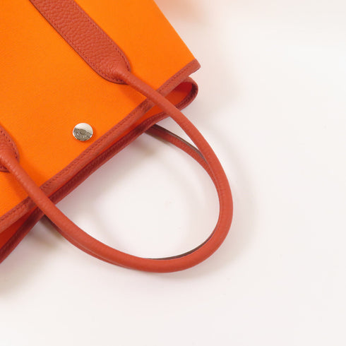 HERMES PHW Garden Party TPM Handbag Canvas Orange