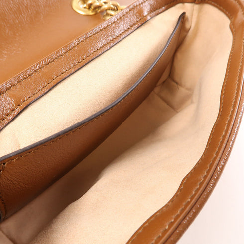 GUCCI GG GHW GG Marmont Shoulder Bag 446744 Lambskin Leather Brown