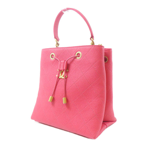 CHANEL CC GHW Bolsa CC Drawstring 2way Chain Shoulder Bag AS0310 Calfskin Pink