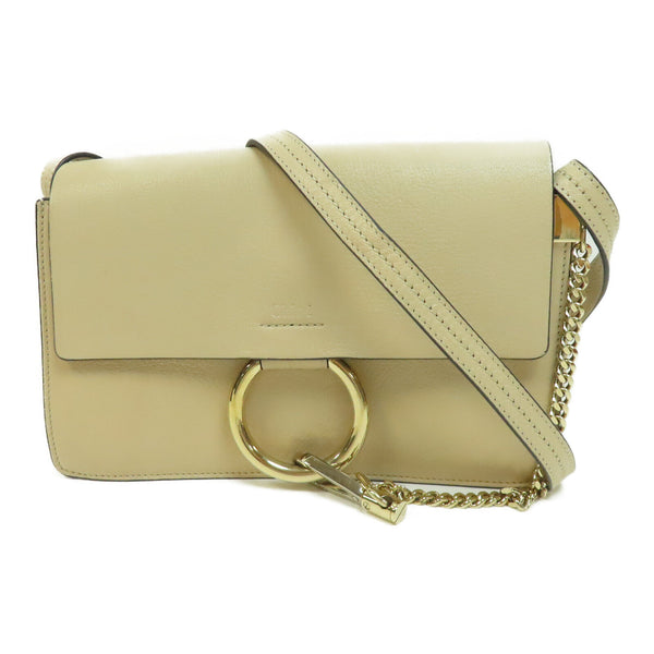 Chloe GHW Faye Bag Chain Shoulder Bag Calfskin Leather #01.19.99.65 Beige