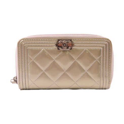 CHANEL CC SHW Wallet Patent Leather Silver