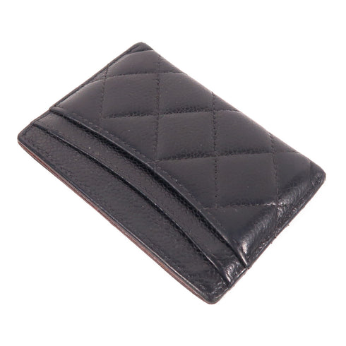 CHANEL CC GHW Card Case/Card Holder Calfskin Leather Black