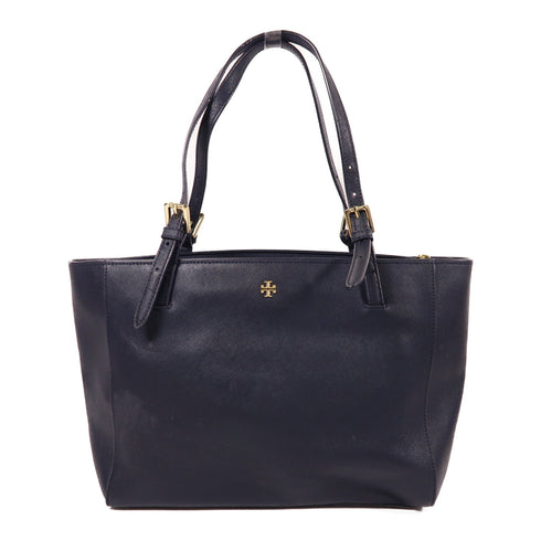 Tory Burch GHW 2 Way Shoulder Bag Calfskin Leather Blue