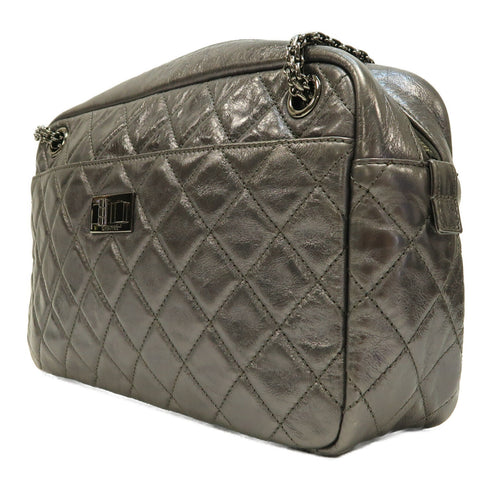 CHANEL Quilted CC SHW 2.55 Chain Shoulder Bag Calfskin Leather Silver