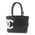 CHANEL Quilted CC SHW Cambon Tote Bag Shoulder Handbag Calfskin Leather Black