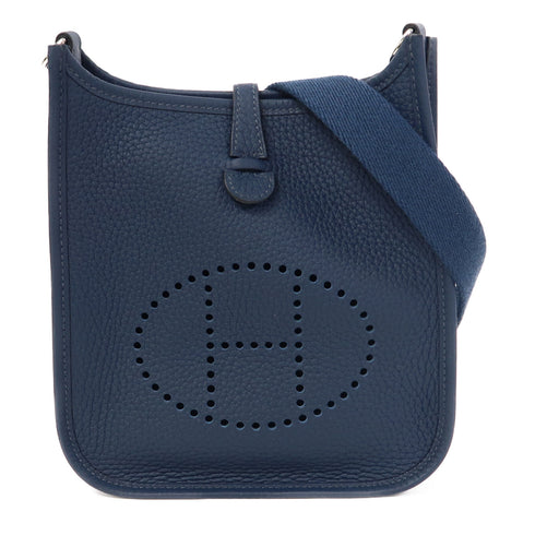 HERMES PHW Evelyne TPM Shoulder Bag Taurillon Clemence Bleu De Prusse