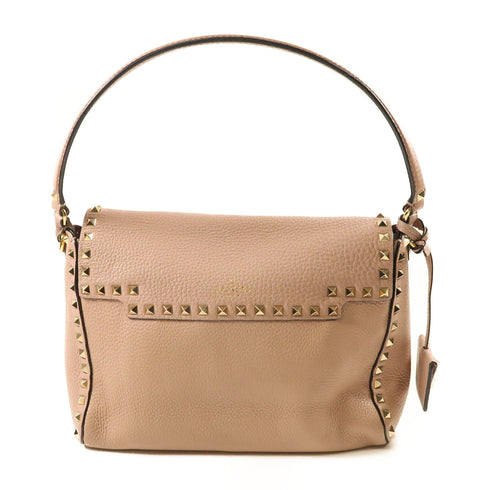 Valentino GHW Shoulder Bag Handbag Calfskin Leather Light Pink