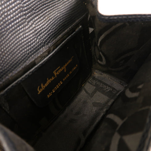 Salvatore Ferragamo GHW Chain Shoulder Bag Calfskin Leather Blue