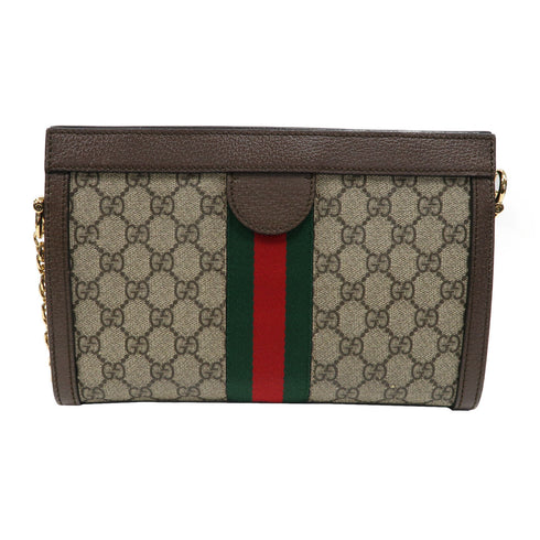GUCCI GG GHW Ophidia GG Chain Shoulder Bag 503877 Coated Canvas Brown