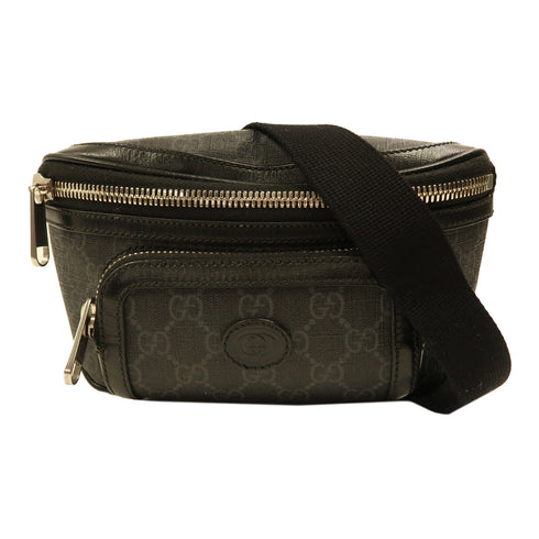 GUCCI GG SHW GG Retro Waist Bag 682933 Calfskin Leather/Coated Canvas Black
