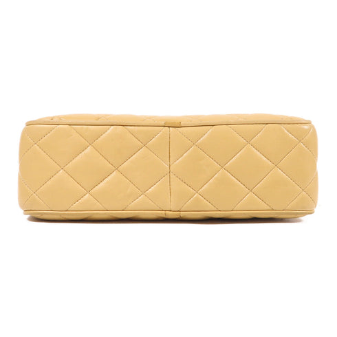 CHANEL CC GHW Vintage Chain Shoulder Bag Lambskin Leather Yellow