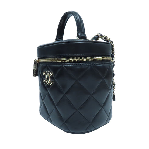 CHANEL Quilted CC GHW Trendy CC Vanity Case 2 Way Handbag AS1626 Lambskin Black