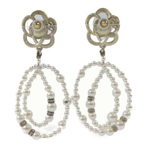 CHANEL CC Earrings A18/P Metal/PVC Gold/White