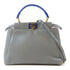 FENDI GHW Mini Peekaboo 2 Way Shoulder Bag Calfskin Leather Grey/Blue