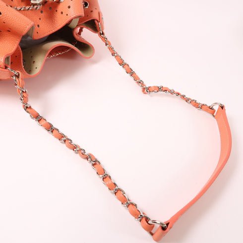 CHANEL SHW CC Drawstring Bucket Bag Shoulder Bag Calfskin Leather