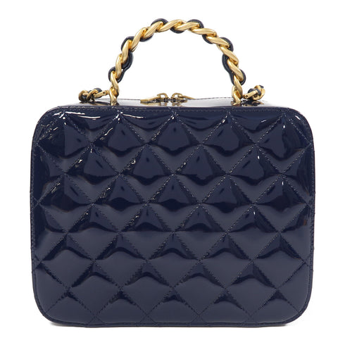CHANEL CC GHW Sac Vanity 2 Way Shoulder Bag Enamel Blue