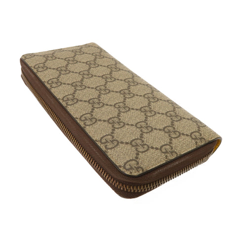 GUCCI GG GHW Long Wallet 473953 Coated Canvas Brown