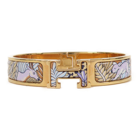 HERMES Clic H Bangle Metal Gold/Muticolor