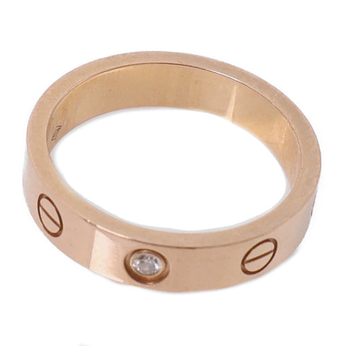 CARTIER Mini Love Ring 1 Diamond Ring 18K Pink Gold Cartier#51/US#5.5