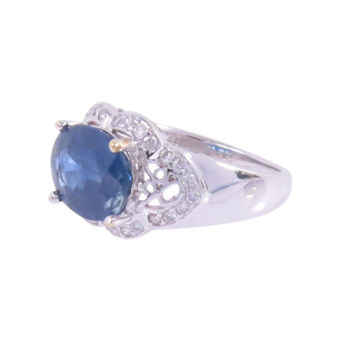 JEWELRY Sapphire Diamond Ring US#4.25 18K White Gold