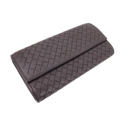 BOTTEGA VENETA BV Bifold Long Wallet Intrecciato Leather Brown