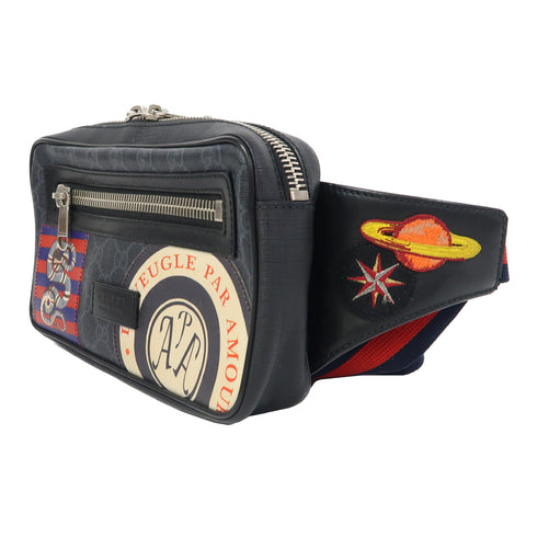 GUCCI GG SHW Waist Bag 474293 Coated Canvas Black