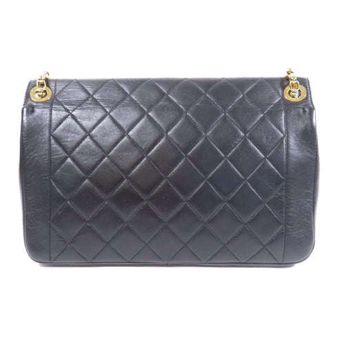 CHANEL Quilted CC GHW Chain Shoulder Bag Calfskin Leather Black v2