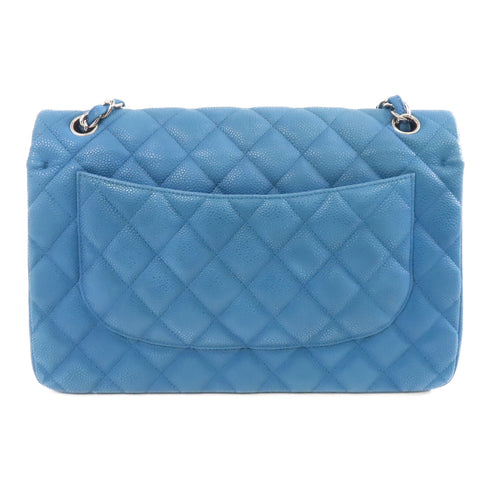 CHANEL Quilted CC SHW Classic Jumbo Chain Shoulder Bag Caviar Leather