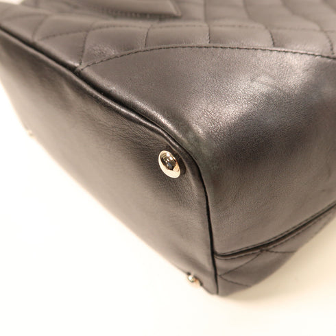 CHANEL CC SHW Cambon Line Tote Bag Calfskin Leather Black