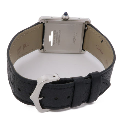 CARTIER Tank Must WSTA0041 Quartz Watch Stainless Steel/Leather Belt White